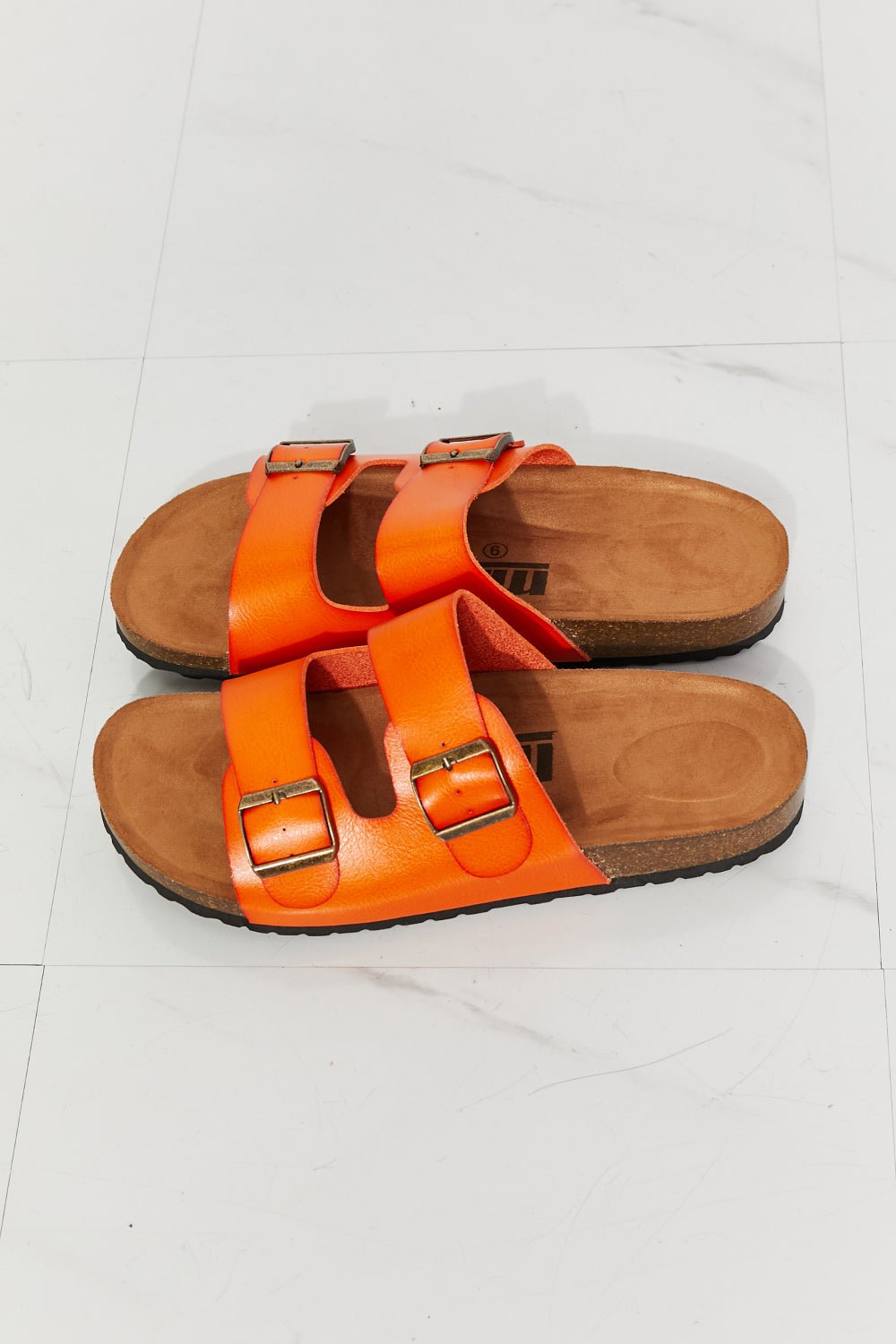 MMShoes Feeling Alive Double Banded Slide Sandals in Orange - EMMY