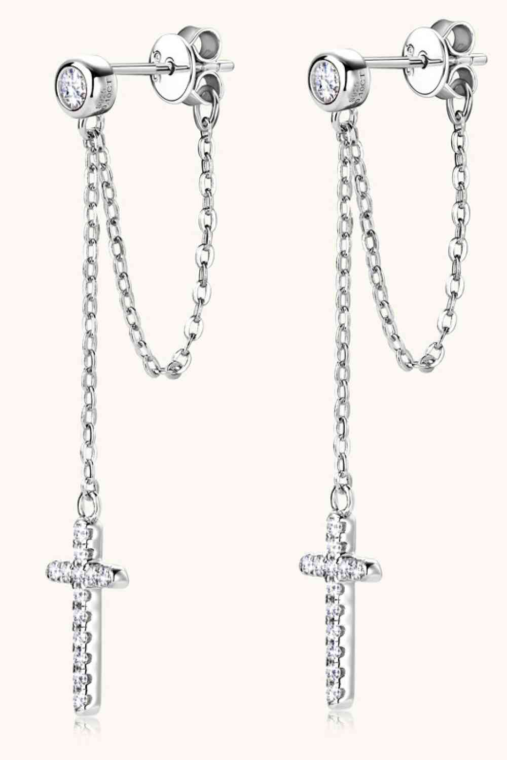 Moissanite 925 Sterling Silver Cross Earrings - EMMY
