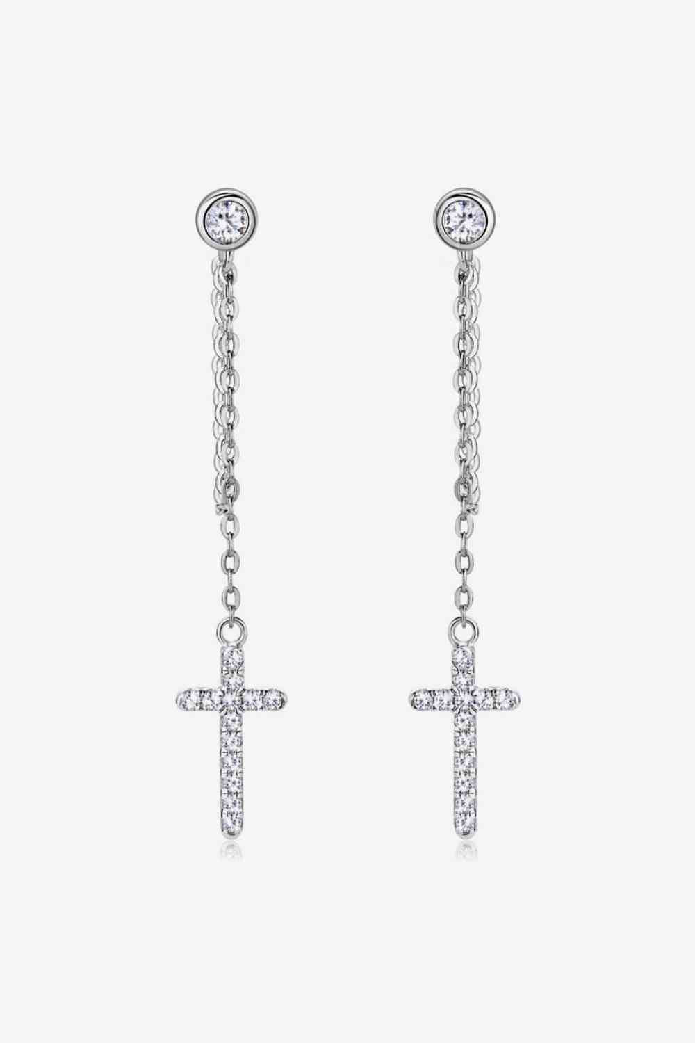 Moissanite 925 Sterling Silver Cross Earrings - EMMY