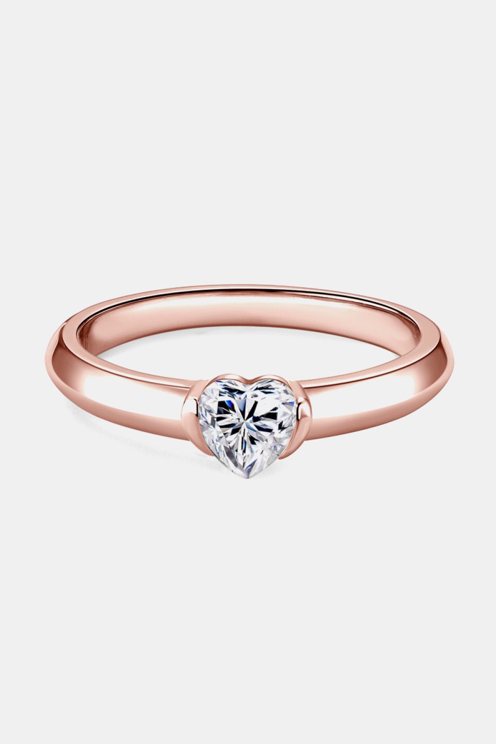 Moissanite 925 Sterling Silver Heart Solitaire Ring - EMMY