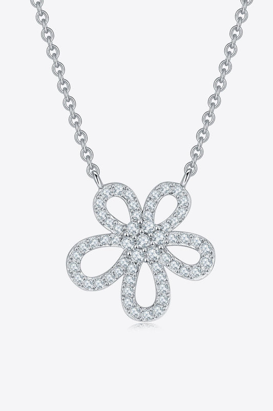 Moissanite Flower Pendant 925 Sterling Silver Necklace - EMMY