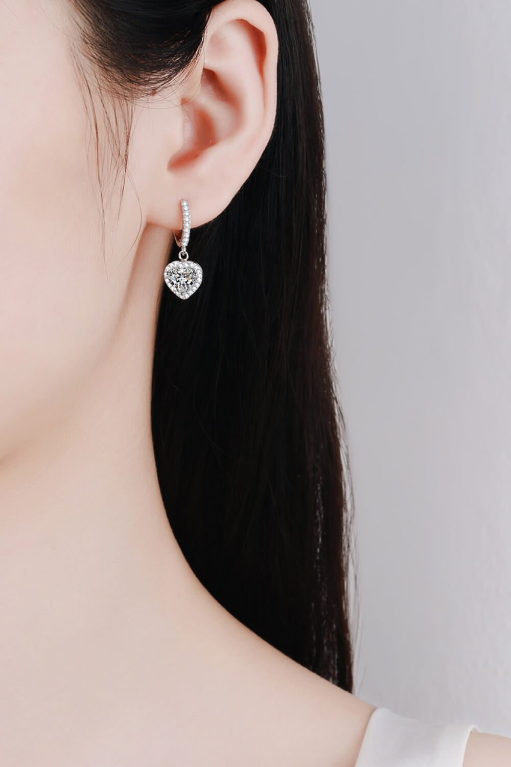 Moissanite Heart-Shaped Drop Earrings - EMMY