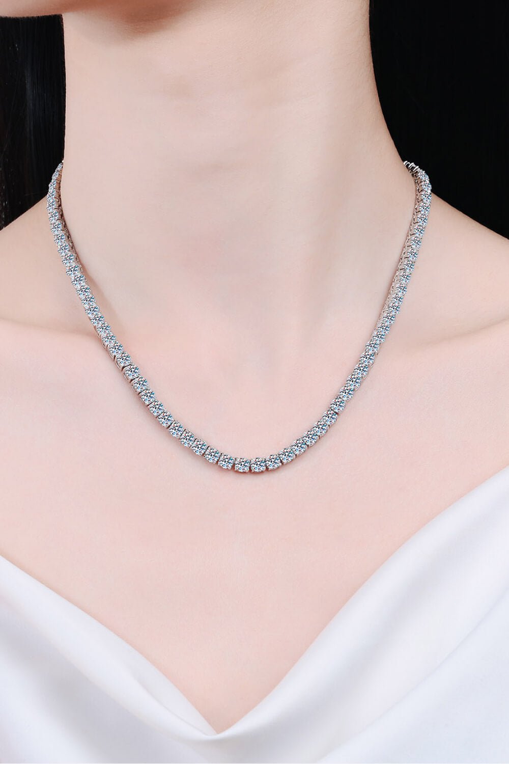 Moissanite Rhodium-Plated Necklace - EMMY