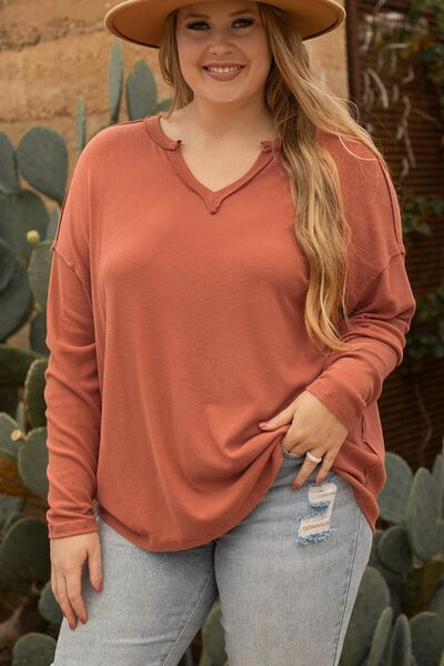 Notched Long Sleeve T-Shirt - EMMY