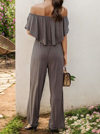 Off-Shoulder Wide Leg Jumpsuit - EMMY