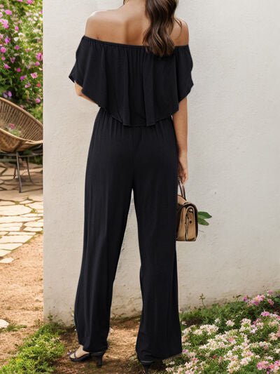 Off-Shoulder Wide Leg Jumpsuit - EMMY