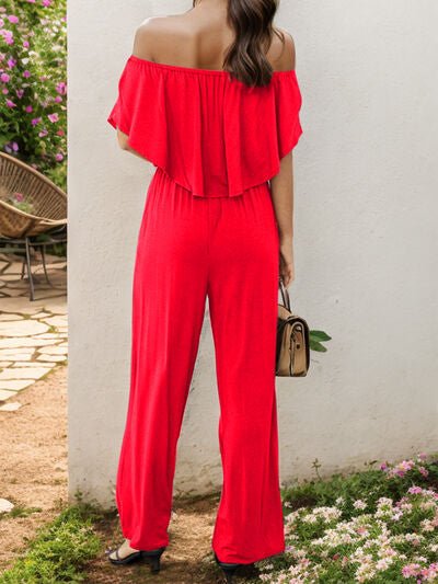 Off-Shoulder Wide Leg Jumpsuit - EMMY