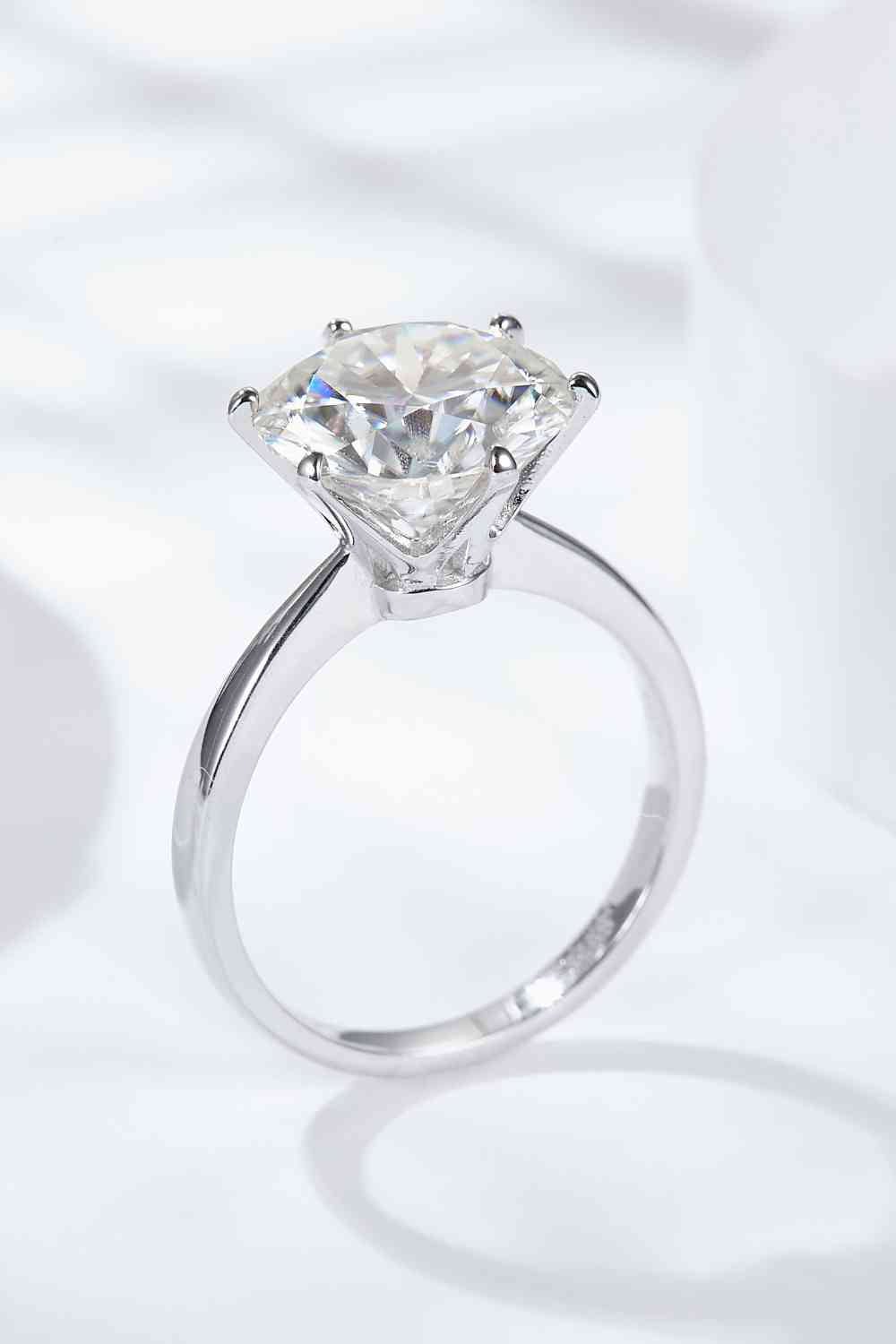 Platinum-Plated 5 Carat Moissanite Solitaire Ring - EMMY