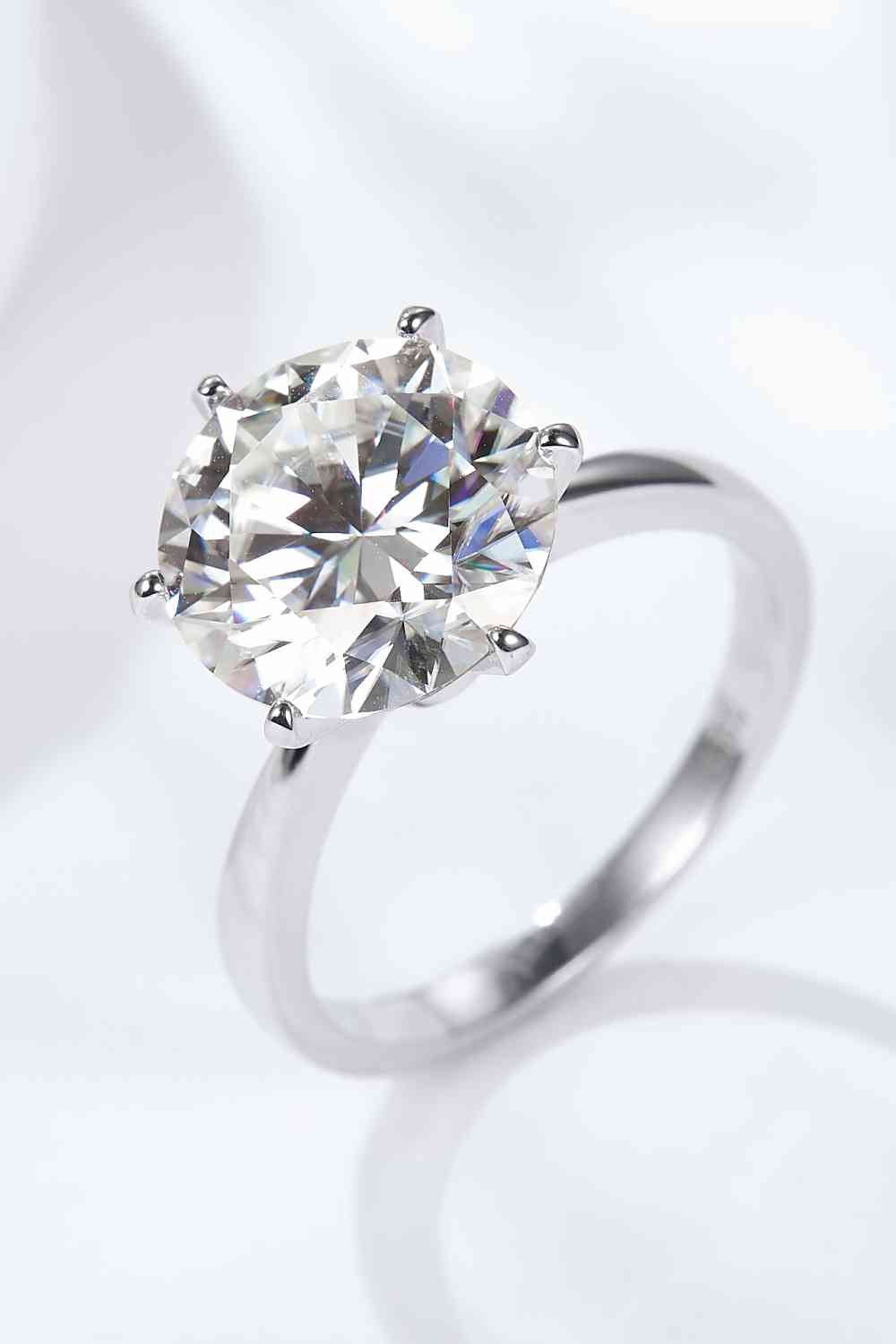 Platinum-Plated 5 Carat Moissanite Solitaire Ring - EMMY