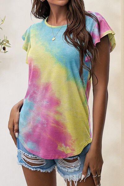 Printed Round Neck Short Sleeve T-Shirt - EMMY