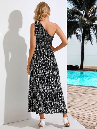 Printed Single Shoulder Midi Dress - EMMY