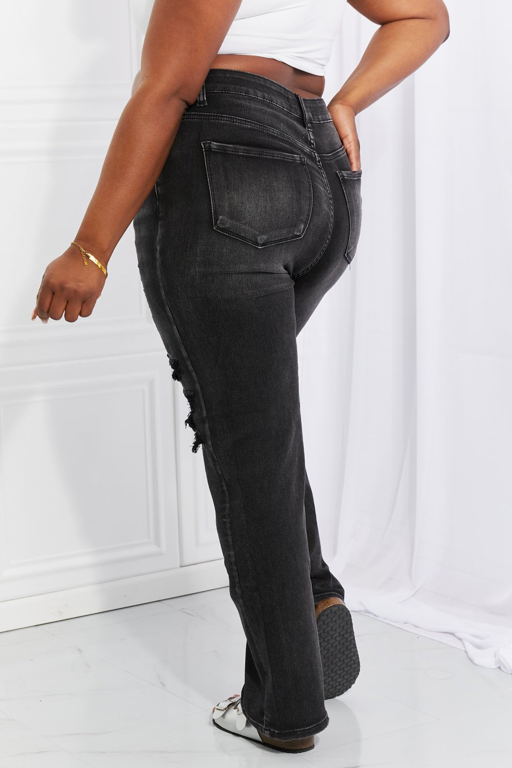 RISEN Full Size Lois Distressed Loose Fit Jeans - EMMY