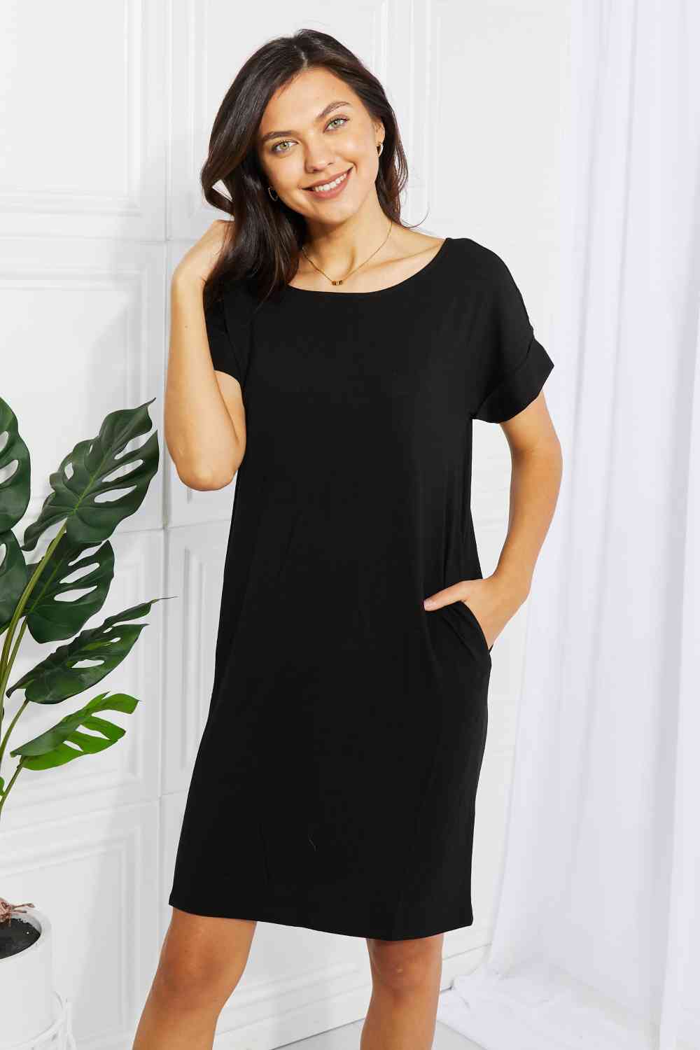 Rolled Short Sleeve Dress - EMMY