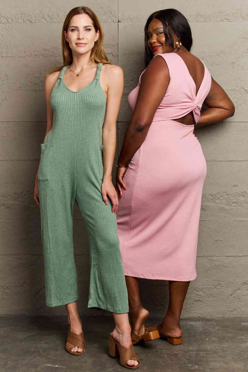 Sew In Love Full Size For The Night Fitted Sleeveless Midi Dress - EMMY