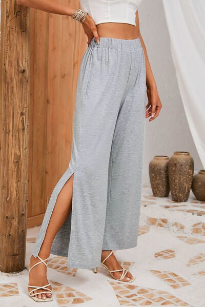 Slit Elastic Waist Pants - EMMY