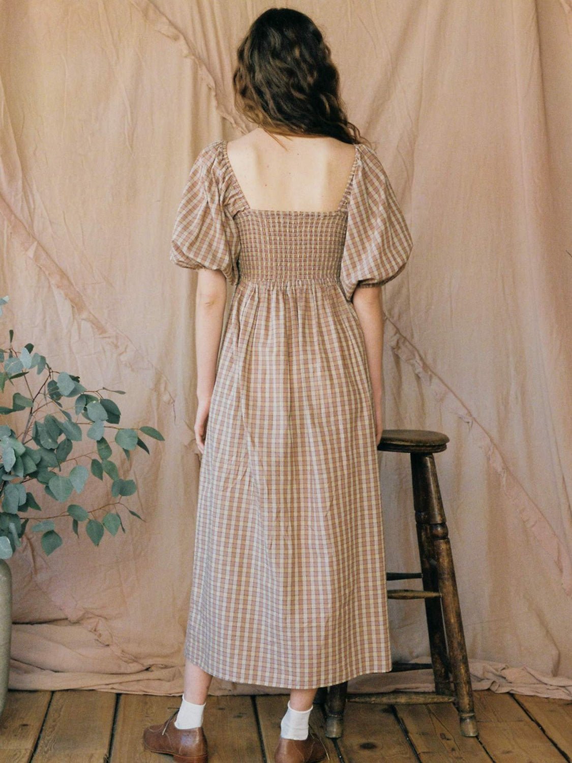 Smocked Printed Half Sleeve Dress - EMMY