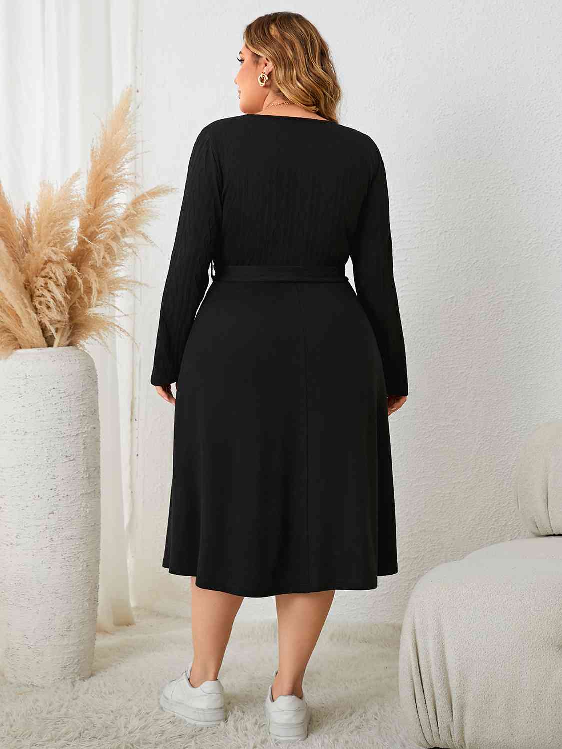 Tie Waist Long Sleeve Dress - EMMY