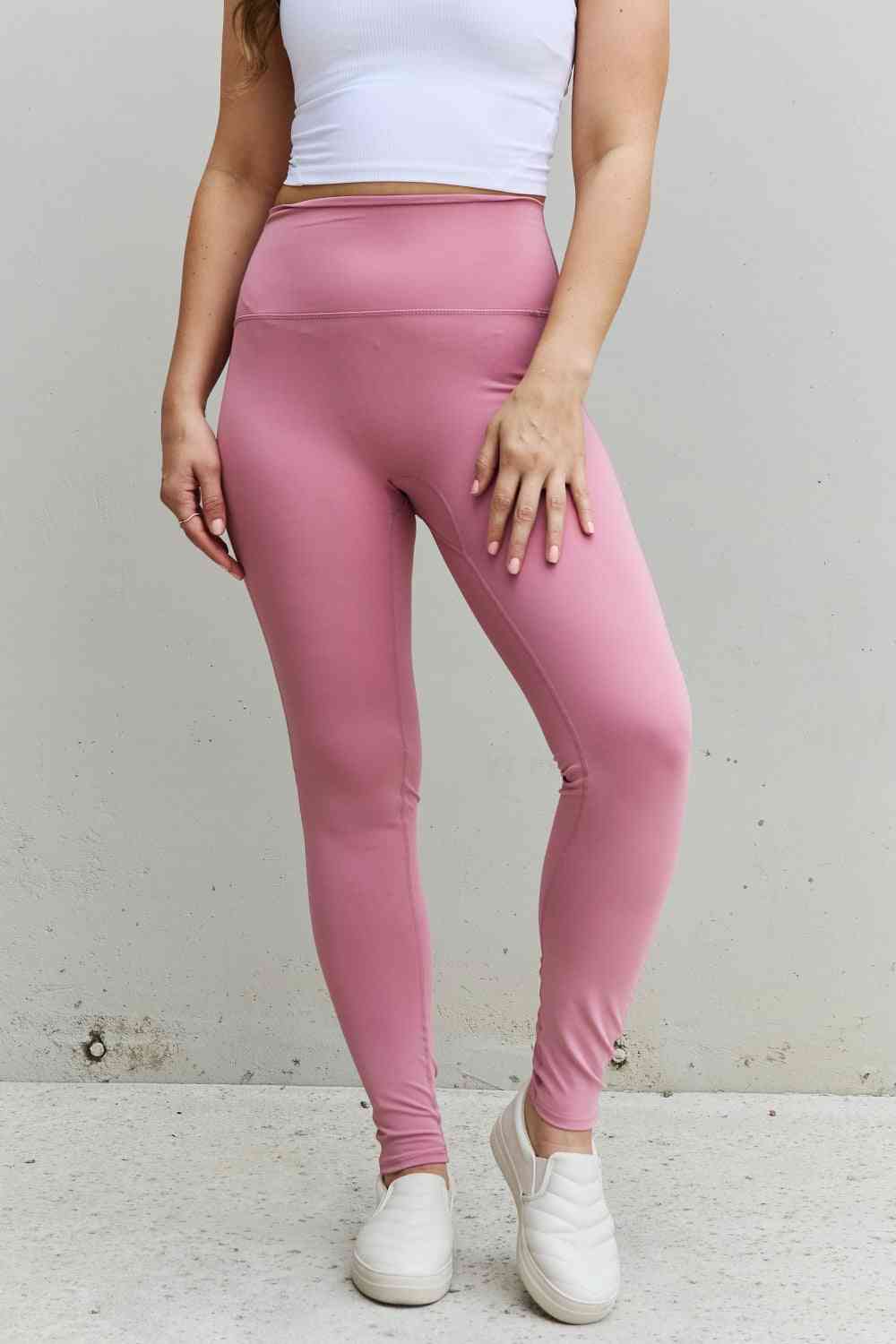 Zenana Fit For You Full Size High Waist Active Leggings in Light Rose - EMMY