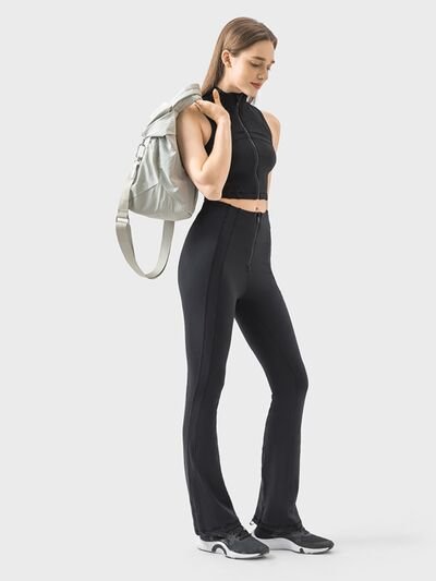 Zipper Detail High Waist Active Pants - EMMY