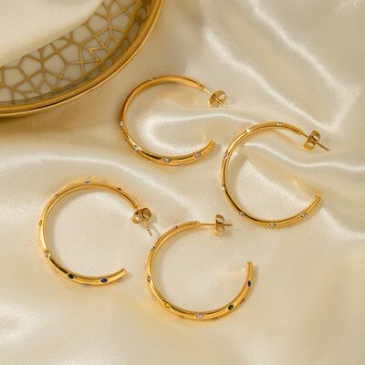 Zircon 18K Gold-Plated C-Hoop Earrings - EMMY