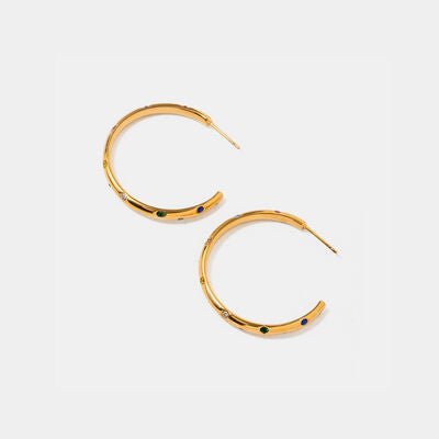 Zircon 18K Gold-Plated C-Hoop Earrings - EMMY
